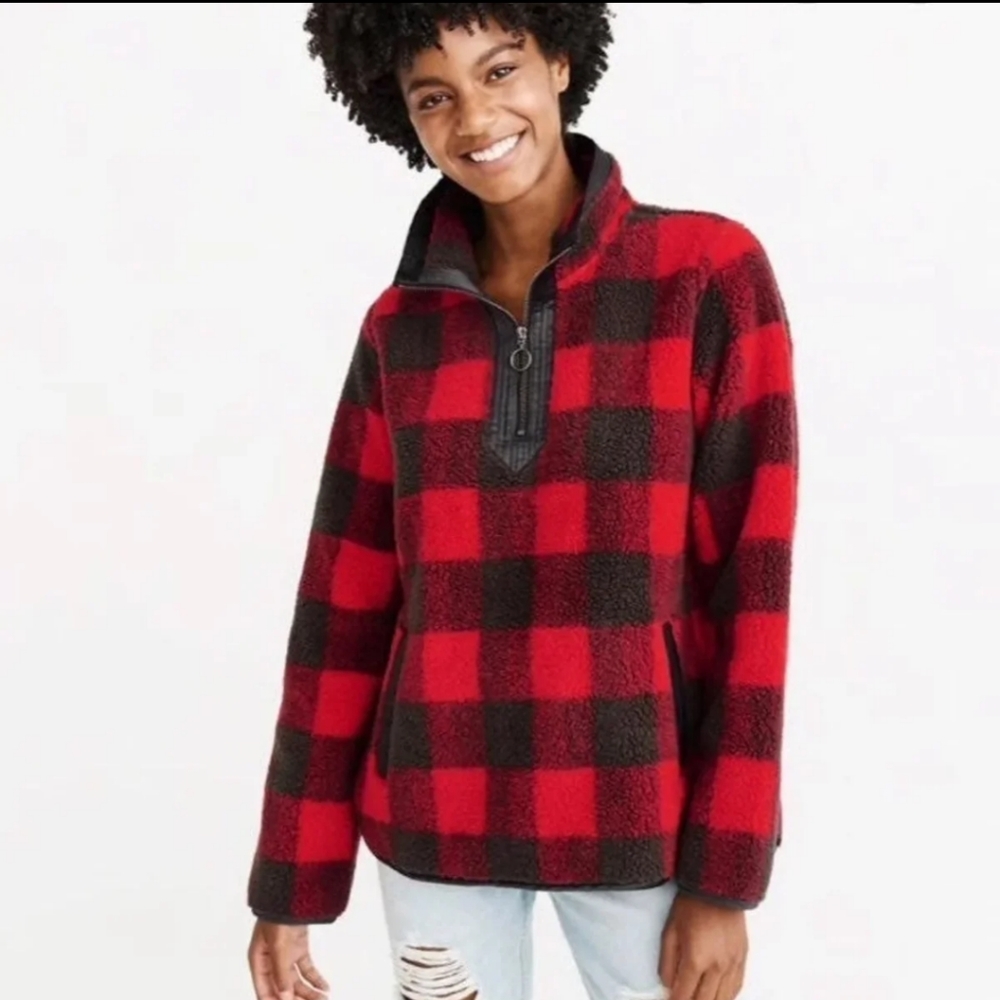 Abercrombie & Fitch Buffalo Plaid Sherpa pullover